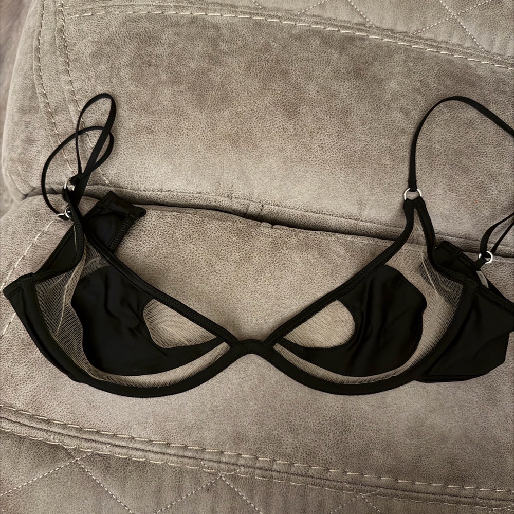 God Save Queens Black Mesh Bralette